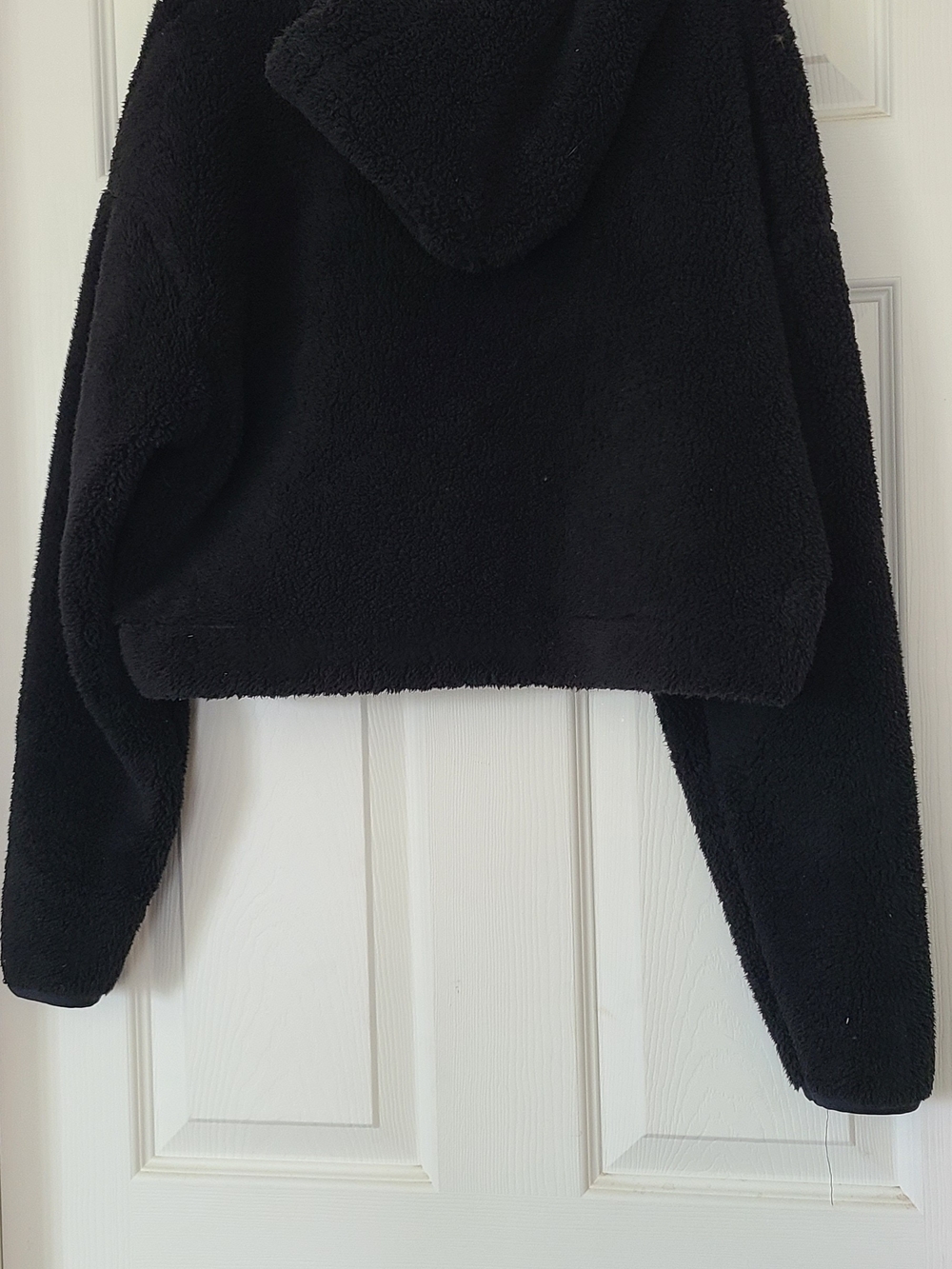 Plush Black Sherpa Hoodie for Women
